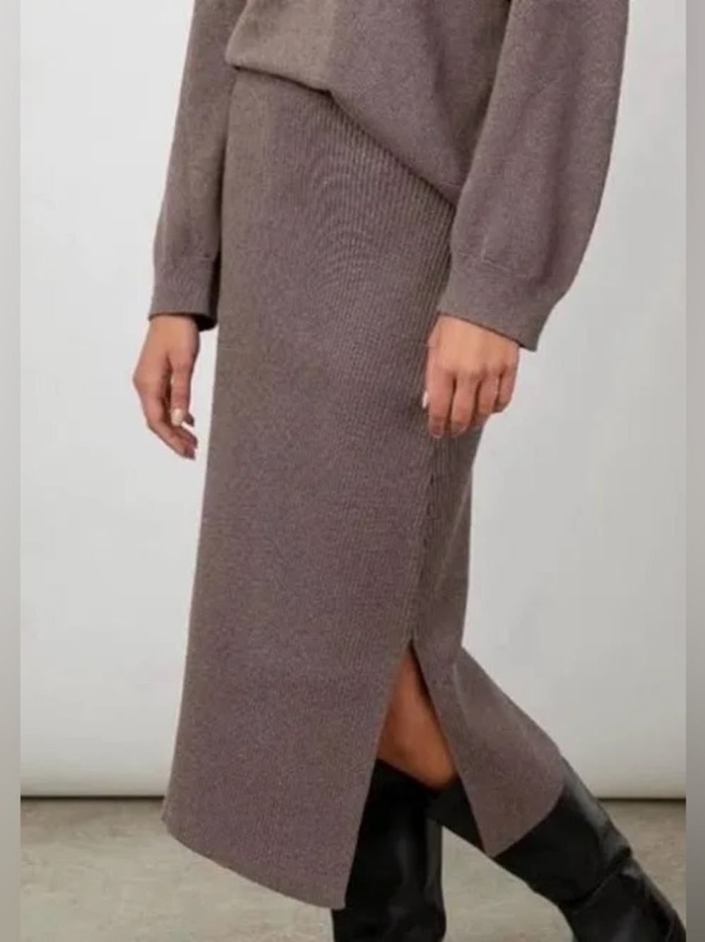 Rails Bettie ribbed knit midi skirt in latte